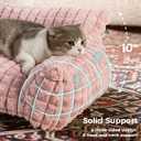 Cat Bed for Indoor Cats - Cute Pink Cat Couch Beds, Fluffy Pet Couch with Faux Rabbit Fur Washable Cover, Fuzzy Pet Sofa in 3D Diamond Pattern, 24inch