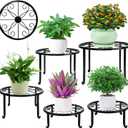 Metal Plant Stand 5 Pack Plant Stands for Indoor Outdoor Plants Multiple Heavy Duty Flower Pot Stand Holder Rustproof Iron Round Plant Shelf for Planter Outdoor Plant Stand for Patio & Garden Dcor