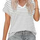XIEERDUO Womens Summer Tops Short Sleeve Shirts Casual V Neck T Shirt Loose Fit Comfy XL
