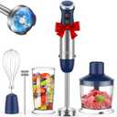 Immersion Blender Handheld 5 in 1 Hand Blender, 1000W Hand Mixer Stick, BPA-Free 12 Speed Handheld Blender with Mixing Beaker, Chopper, Whisk and Milk Frother for Soup, Sauce, Baby Food (White)