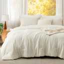 Bedsure Queen Comforter Set, Ivory Soft Prewashed Bedding for All Seasons, 3 Pieces GentleSoft Bed Set, 1 Lightweight Comforter (90"x90") and 2 Pillowcases (20"x26")