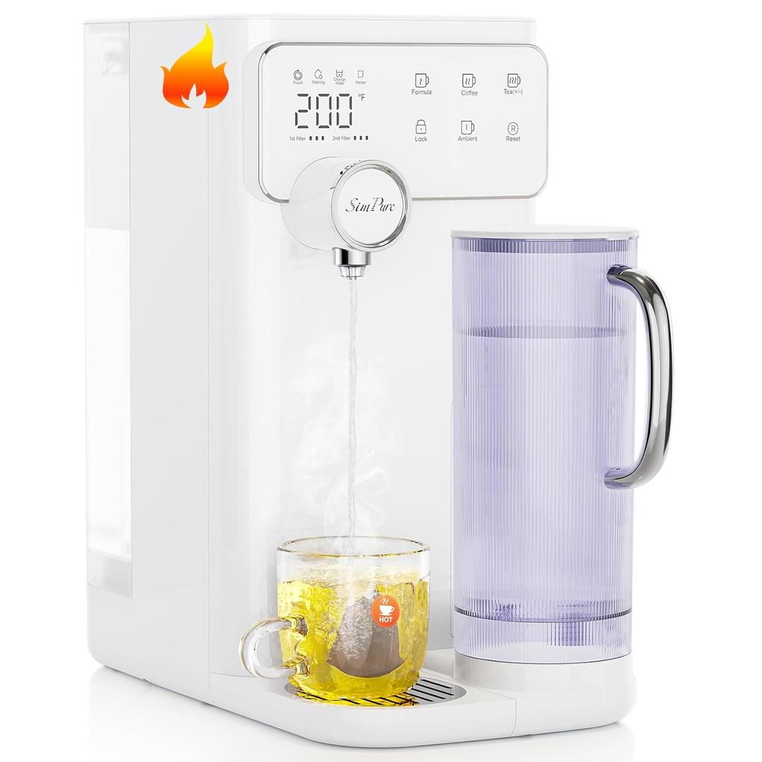 SimPure Y10H Instant Hot Reverse Osmosis Water Filter Countertop, 6-Stage RO Water Filtration System, Heating Water Dispenser with Safety Lock, Removable Water Pitcher, No Installation