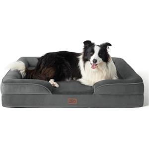 Bedsure Orthopedic Dog Beds Large Sized Dog - Washable Large Dog Cat Bed Waterproof, Comfort Dogs Couch Sofa with Washable Removable Cover, Pet Bed with Nonskid Bottom, Dark Grey, 35"