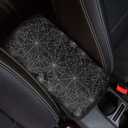 Dreaweet Stylish Spider Web Printed Black Car Center Console Armrest Cushion Cover Pad Soft Car Armrest Seat Box Cover Protector Auto Car Interior Accessories Decor