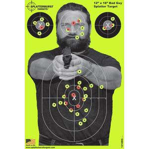 Splatterburst Targets - 12 x18 inch - Bad Guy Splatter Target - Easily See Your Shots Burst Bright Fluorescent Yellow Upon Impact - Made in The USA