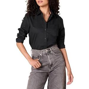 Amazon Essentials Women's Regular-Fit Long-Sleeve Button-Down Poplin Shirt, Business Casual, Office Work Large
