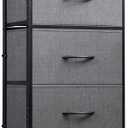 WLIVE Fabric Dresser, 5-Drawer Tall Dressers for Bedroom, Storage Dresser Organizer with Fabric Bins, Wood Top, Sturdy Steel Frame, Chest of Drawers for Closet, Hallway, Dark Grey