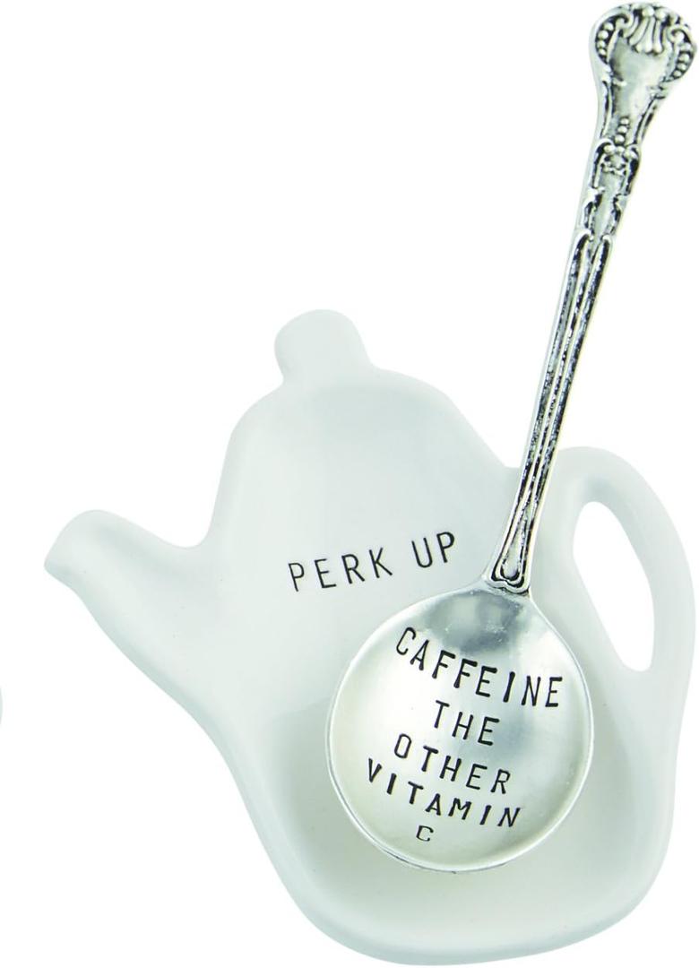 Mud Pie Caffeine Coffee Spoon Rest, White