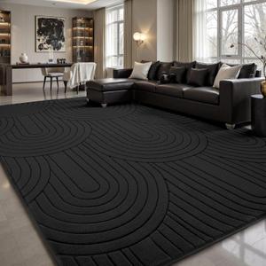 Sour Lemon Area Rugs 9x12 Living Room,Soft Large Area Rug Indoor Modern Carpet for Bedroom Machine Washable Area Rug Non-Slip Rug Carpet for Kids Home Dorm Under Dining Table Office Decor Aesthetic (Black)