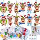 Winlyn 24 Sets Christmas Craft Kits Winter Crafts DIY Xmas Reindeer Head Ornaments Decorations Festive Foam Stickers Christmas Arts and Crafts for Kids Holiday Home Classroom Activities Party Favors