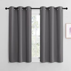 NICETOWN Bedroom Curtains Blackout Drapery Panels, Three Pass Microfiber Thermal Insulated Solid Ring Top Blackout Window Curtains/Drapes (Two Panels, 42 x 48 inches, Gray) (Grey)