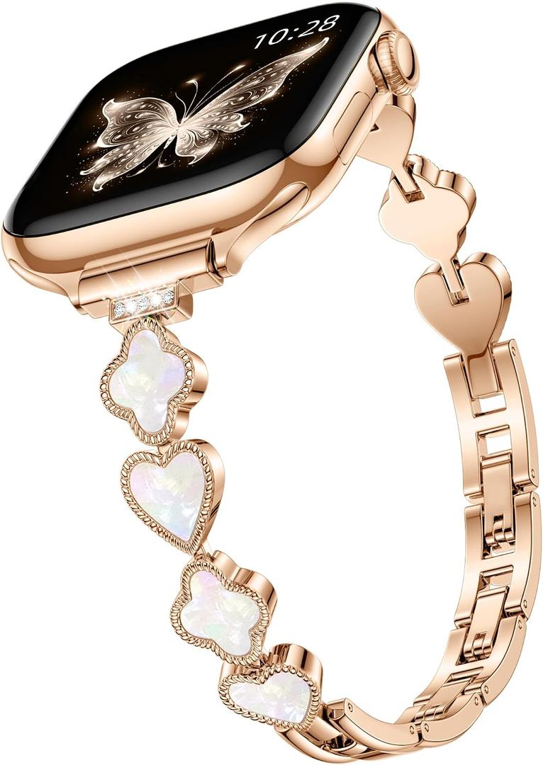 Slim Band Compatible with Apple Watch For Women 38mm 40mm 41mm 42mm 44mm 45mm 46mm 49mm Thin Metal Bracelet Dressy Strap Stainless Steel for iWatch Series 11 10 9 8 7 6 5 4 SE/Ultra 3 2 1