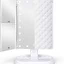 deweisn Trifold Lighted Vanity Makeup Mirror with 21 LEDs Lights,1x/2x/3x Magnification and Touch Screen Dimming,Two Power Supplies Makeup Mirror, Gift for Women