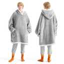 Bedsure Blanket Hoodie, Wearable Blanket Hoodie as Gifts for Mom, Birthday Gifts for Women Kids Teens Sherpa Sweatshirt, Concrete Grey, Standard