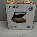 OSTBA Panini Press Grill with Adjustable Temperature, 4-Slice Indoor Grill, 180 Open Sandwich Maker with Drip Tray, Non-Stick Plates, Stainless Steel, 1200W