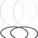 PATIKIL 1.65" Dia LED Lens, 2 Set Polished Edge Flashlight Glass Lens with Silicone Ring for Light Source Lens Replacement, Transparent, Black