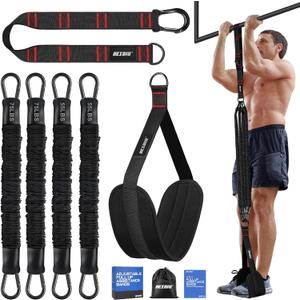 Pull Up Assistance Bands 260lbs, Heavy Pull Up Bands Resistance Bands for Pull Ups Working Out with Feet Rest, Pull Up Bar Bands Assistance Bands Strength Training Workout Equipment, Height Adjustable (Black)
