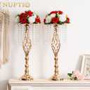 NUPTIO Flower Centerpieces for Wedding Tables: Red & White Artificial Flower Ball Arrangement for Christmas Thanksgiving Party - 2 Pcs Fake Floral Rose for Bridal Shower Decor