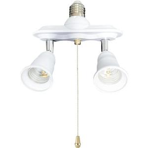 Wirleben 2 in 1 E26 Light Socket Splitter with Pull Chain Switch, Dual Light Socket Extender Adapter Converter 360 Degree Adjustable and 180 Degree Bendable, Max Watt 100W