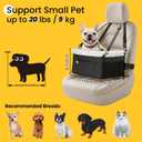 Conlun Dog Car Seat Booster for Small Pet Under 20lbs, Portable Travel Puppy Car Seat with Internal Steel Frame, Comfort Cushion & Storage Pockets, Adjustable Straps Fit Most Cars, Black