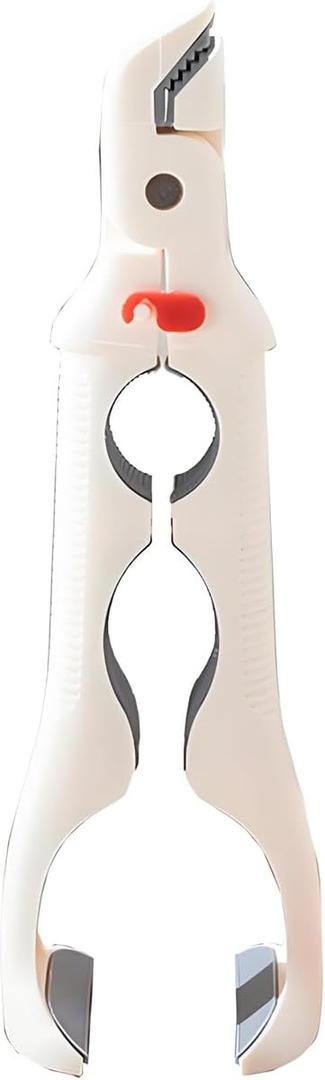 2 x 3-in-1 Silicone Non-Slip Heat Resistant Gripper Tongs,Multi-Function Hot Plate Gripper Small & Large Ends for Bowls & Plates, 22cm Long Handle with Built-in Can Opener (White)