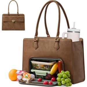 LOVEVOOK Lunch Bag for Women 17.3" Laptop Lunch Bag with Tumbler Pocket