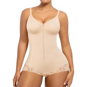 SHAPELLX Shapewear for Women Tummy Control Half Body Shaper Snatched Zipper Butt Lifting Faja Colombiana Bodysuits for Women (XX-Large, Skin)