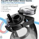 AQUAFIT 64 oz Water Bottle with Time Marker - 2in1 Straw & Chug Lid - BPA Free Big Water Bottle with Straw - Gym Water Bottle with Strap - Water Jug (64 Ounces, Aqua)