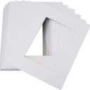 Pack of 25 8x10 WHITE Picture Mats Mattes with White Core Bevel Cut for 5x7 Photo + Backing + Bags