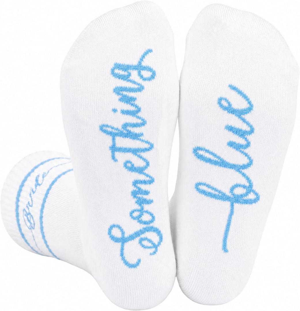 DPKOW Bride Graduation Socks 4th of July Accessories Something Blue Gifts Graduation Fourth of July Party Favors Valentines