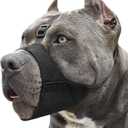 Mayerzon Pitbull Muzzle, Soft Dog Muzzle with Anti-Slip Strap for American Bully Bulldog Boxers Rottweilers, Fabric Mouth Guard for Medium Large Short Snout Dog Anti Biting Chewing, Allow to Drink