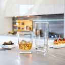 Le'raze Collins Everyday Drinking Glasses Set of 16 Drinkware Kitchen Glasses for Cocktail, Iced Coffee, Beer, Ice Tea, Wine, Whiskey, Water, 8 Tall Highball Glass Cups & 8 Short Old Fashioned.