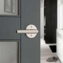 Kwikset Milan Interior Privacy Door Handle with Lock, Door Lever For Bathroom and Bedroom, Satin Nickel Reversible Keyless Push Button Lock Door Lever