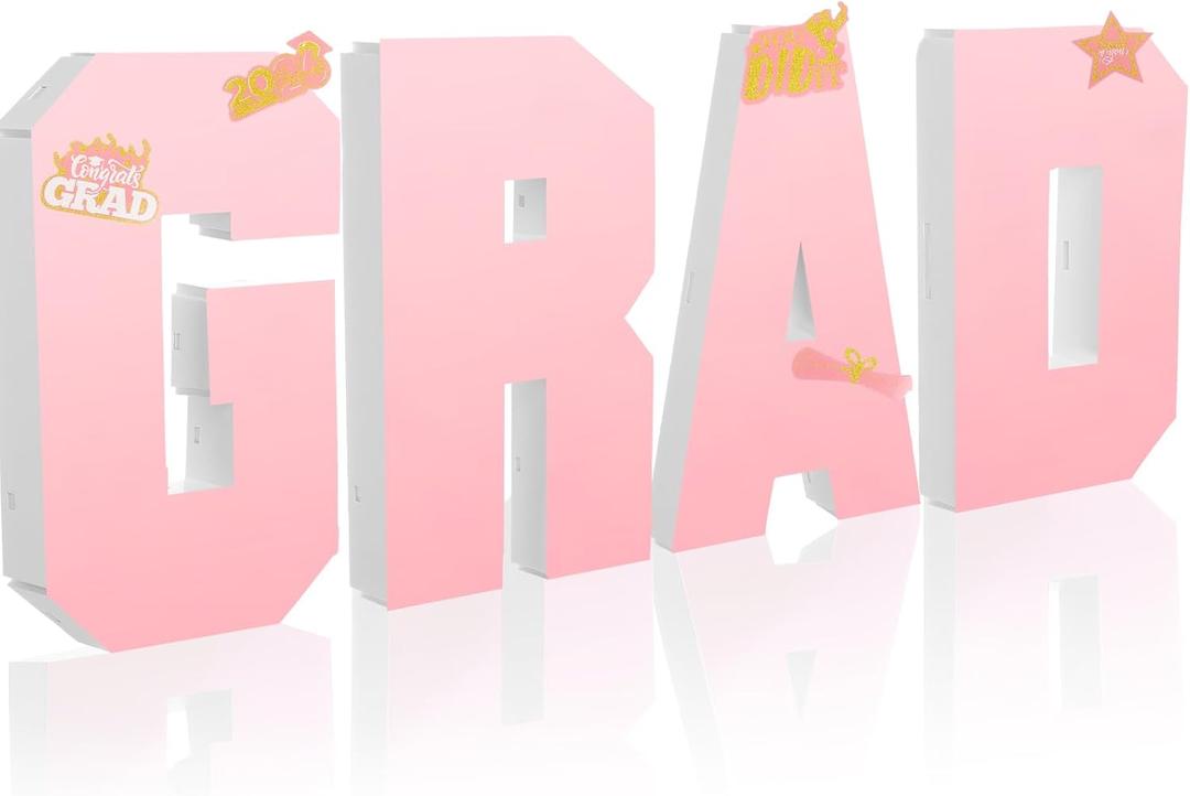 AmazingSpark Grad Fillable Charcuterie Boards Grad Cardboard Letter Board Box 2026 Serving Paper Tray for Graduation Centerpieces Table Party Decorations Supplies(Pink)