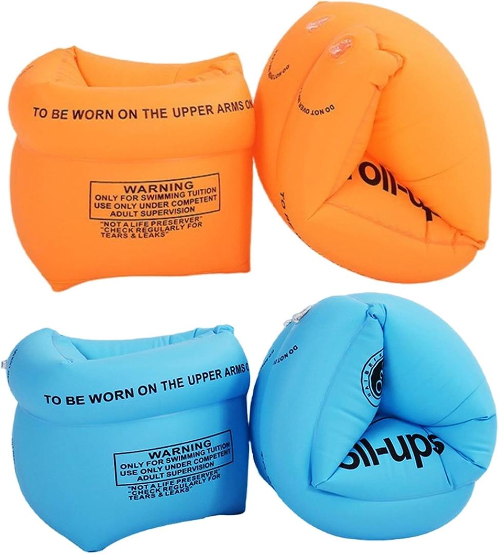 2-4 Pack Arm Floaties for Kids and Adults - Pool Floats Arm Bands Inflatable Swim Rings PVC Arm Floater for Toddlers Kids 3-5-6-12 Years (2 Blue+2 Orange)