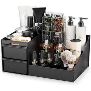 Cologne Organizer for Men, Black Bathroom Organizer, Cologne Organizers, Perfume Tray, Counter Storage, Bathroom Shelf, Brush Holder, for Skincare, Beard, Shaving Lotion