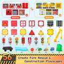 Magnetic Tiles for Kids Ages 4-8, Magnetic Blocks with Construction, Fire Fighting, Road, Engineering, Crane and Truck Themes, Magnet Toys Classroom Travel STEM Birthday Gifts for Boys