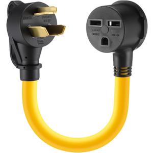 1FT Dryer Adapter Compatible with NEMA 240v 50 Amp Male Plug 30 Amp Female Receptacle Heavy Duty Generator EV Charger Power Cord Plug Adapter, Etl Listed(3 Prong to 3 Prong,10-30p to 6-30r)