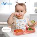 Silicone Foldable Novelty Dinner Plates, Baby Plates Travel Essential with Forks and Spoons, Microwave & Dishwasher Safe, Watermelon