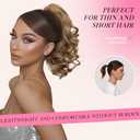 Clip on Ponytails for Women - 12 Inch Curly Ponytail Extension, Wavy Pony Tails Hair Extensions, Synthetic Hair Extensions Ponytail, Clip in Ponytail (Color: Ash Brown with Beige Blonde Highlights)