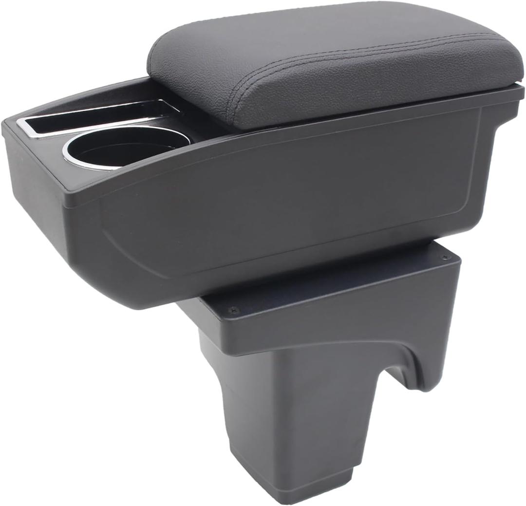 YJYWZH Car Armrest Box for Ford Focus 2012-2018 MK3 Auto Accessories Center Console Leather Arm Rest Double-Layer Storage Space with Cup Holder (Black Thread)