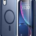 SPIDERCASE for iPhone XR Case, Magnetic Translucent Matte Case with 2PCS Tempered Glass Screen Protector Slim Phone Case for iPhone XR 6.1'', Blue