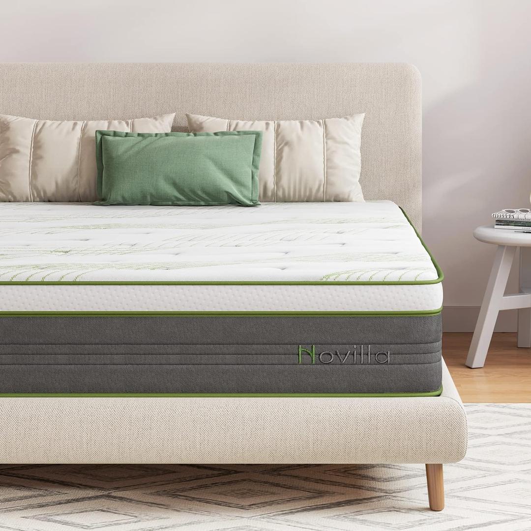 Novilla Full Mattress,12 Inch Gel Memory Foam Hybrid Mattress in a Box with Individual Pocket Springs, Motion Isolation & Pressure Relief, Medium Firm Full Size Bed Mattresses, vigour White