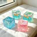 Premium Block Cube Squishy – Ice Cube Squishies for Adults, Squishy Cube, Stress Cube (Blue & Pink)
