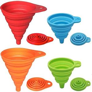 KongNai Kitchen Funnel Set 3 Pack, Small and Large, Kitchen Gadgets Accessories Foldable Silicone Collapsible Funnels for Filling Water Bottle Liquid Transfer Food Grade