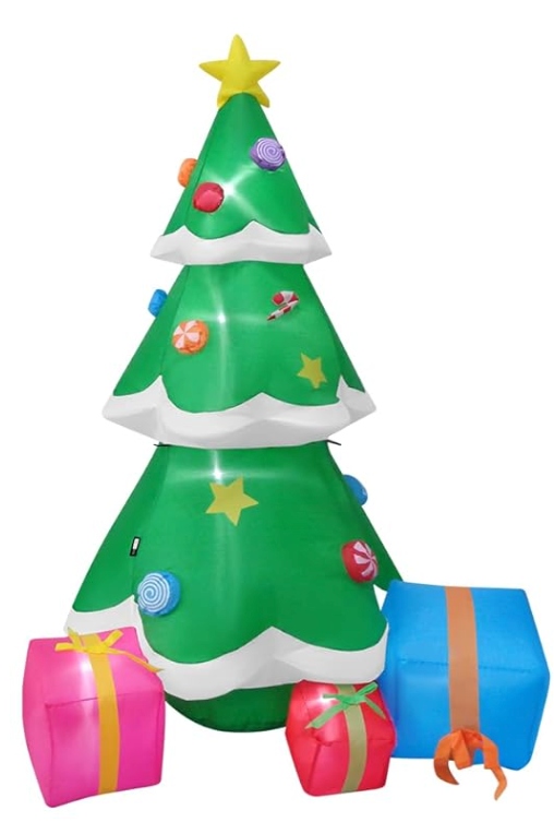 VIVOHOME 1.8m Inflatable Christmas Tree with 3 Gift Boxes, Backyard Decoration with LED Lighting