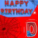 Spider Theme Happy Birthday Letter Balloons Banner, Red and Blue, Party Decoration, 16 inches