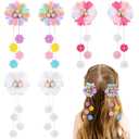 OAOLEER 4PCS Hair Bows for Girls, Flower Hair Accessories for Girls Grosgrain Ribbon With Alligator Clips Girl Hair Accessories for Kids Teen Back to School (Flower Bows-A)