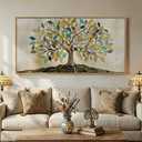 Large Framed Tree of Life Wall Art for Living Room, Modern Farmhouse Neutral Tree Canvas Painting Prints Artwork for Walls, Rustic Retro Picture for Bedroom Kitchen Office Hallway Wall Decor, 30x60