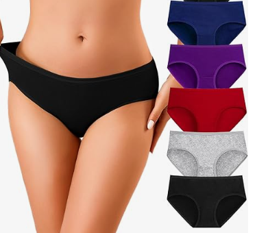 OLIKEME Womens Underwear Cotton Hipster Panties Low Rise No Show Briefs Soft Stretch Breathable Ladies Panties 5 Pack XL